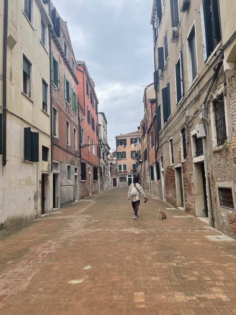 Sheila and I walking around the heart of Venice, Italy